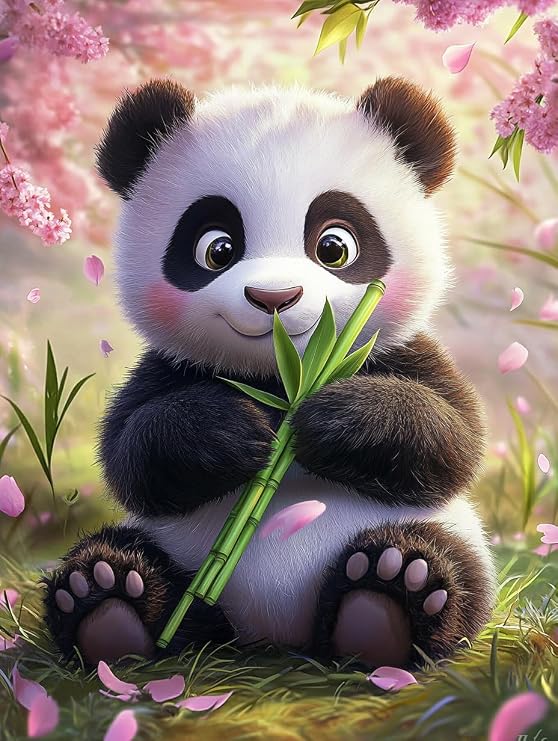 Panda Diamond Art Kits for Adults, Diamond Painting Wall Decor 12x16 Inch