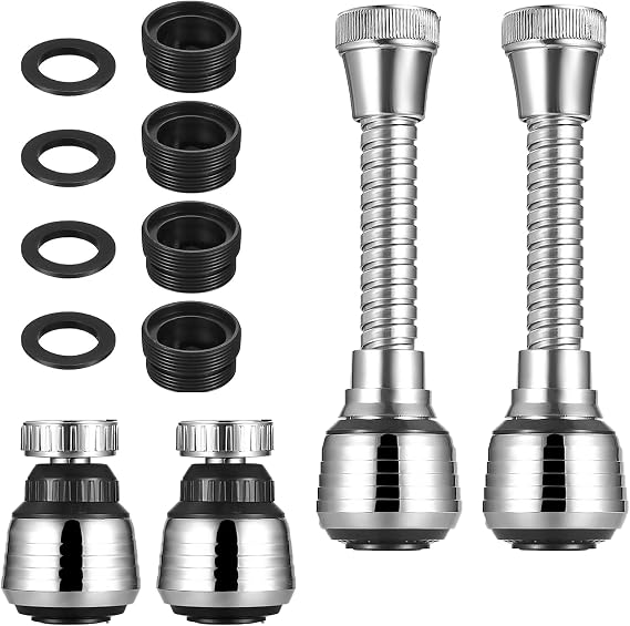 4 Pcs Kitchen Faucet Sprayer Set - Upgrade Your Kitchen with Universal Tap Spray Head & Kitchen Tap Extension | 360° Swivel Tap Extender for Kitchen Sink | 2 Water Modes for Efficient Cleaning