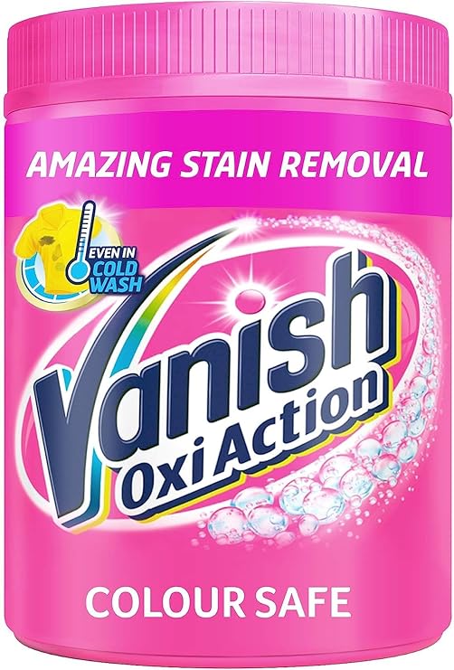Vanish Oxi Action Colour Safe Stain Remover Powder for Clothes 1Kg, 1st Time Amazing Stain Removal Even In 30C Cold Wash, Lifts Tough Stains, Chlorine-Free Formula, Safe On Everyday Fabrics