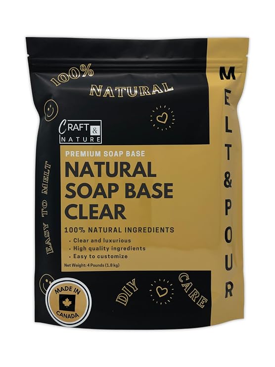 Craft & Nature 4 LB All Natural Clear Glycerin Melt & Pour Soap Base | All Natural, Moisturizing, For Soap Making
