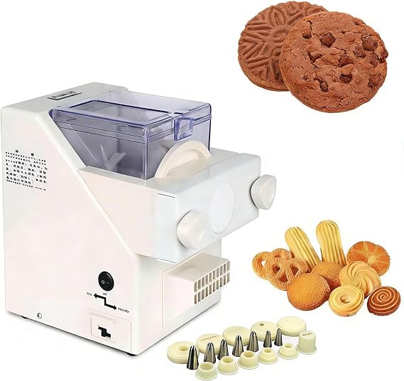 180w Biscuit Form Maker Automatic Cookies Making Machine with Interchangeable Nozzles and Various Cookie Molds,for Dessert Shop Kitchen,White