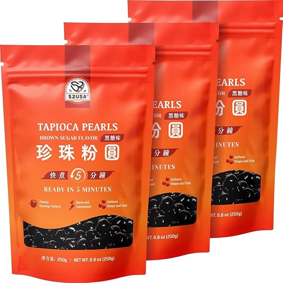 52usa Boba Pearls, Black Tapioca Pearls 8.8 oz (Pack of 3)