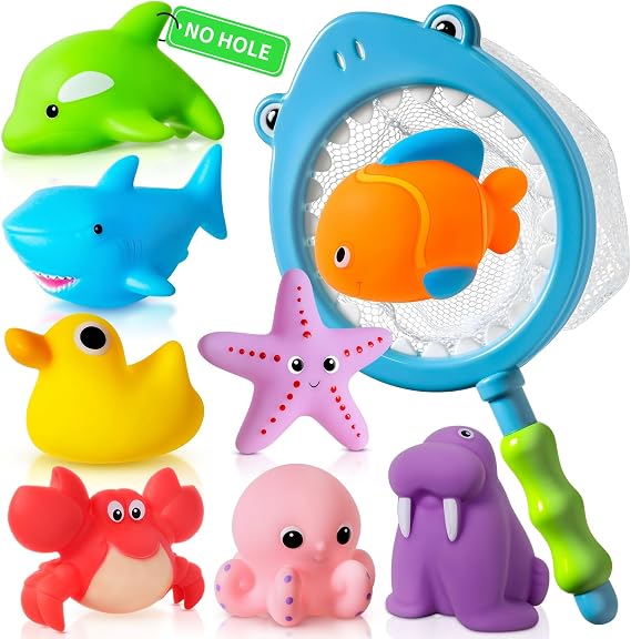 No Hole No Mould Baby Bath Toys for 1 2 3 4 Year Olds Toddler Kids - 9PCS