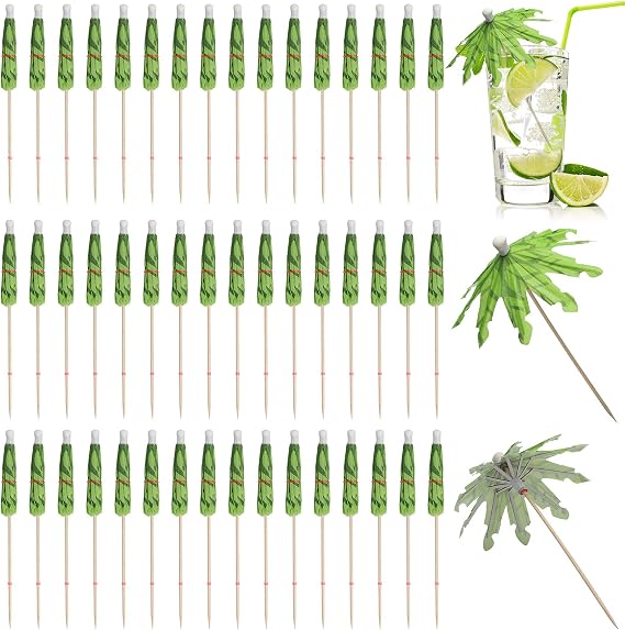 50pcs Cocktail Umbrellas for Drinks, Coconut Palm Tree Umbrella Toothpicks