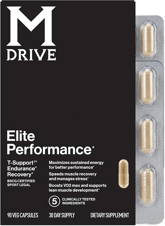 M Drive Elite Testosterone Booster & Performance Support for Men, 90ct