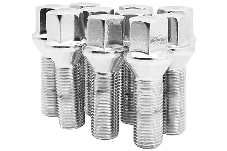 10 Extended Lug Bolts 14x1.5 Cone Seat Lug Bolts 33mm Shank Chrome Conical Seat Compatible with Audi BMW Mercedes Benz Porsche Volkswagne with Aftermarket Wheels