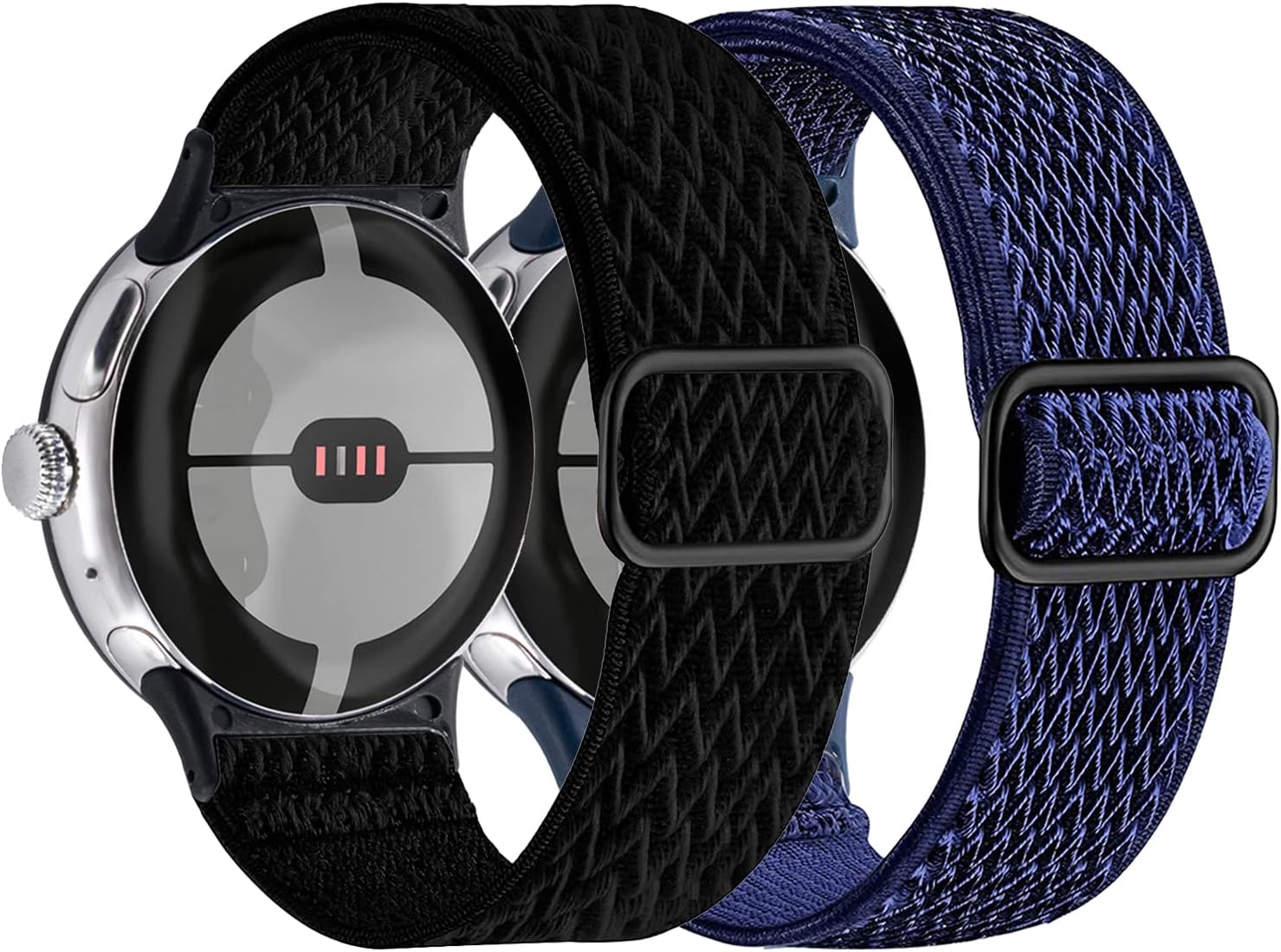 VOMA Elastic Nylon Bands Compatible with Google Pixel Watch, Adjustable Stretchy Nylon Solo Loop Breathable Sport Straps Wristbands for Women & Men