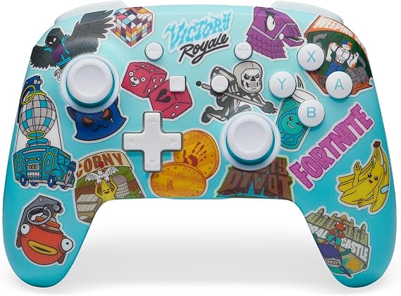 PowerA Enhanced Wireless Controller for Nintendo Switch/Switch 2/Switch Lite/OLED Models - Fortnite Sticker Mania - Gamepad, game controller, officially licensed product.