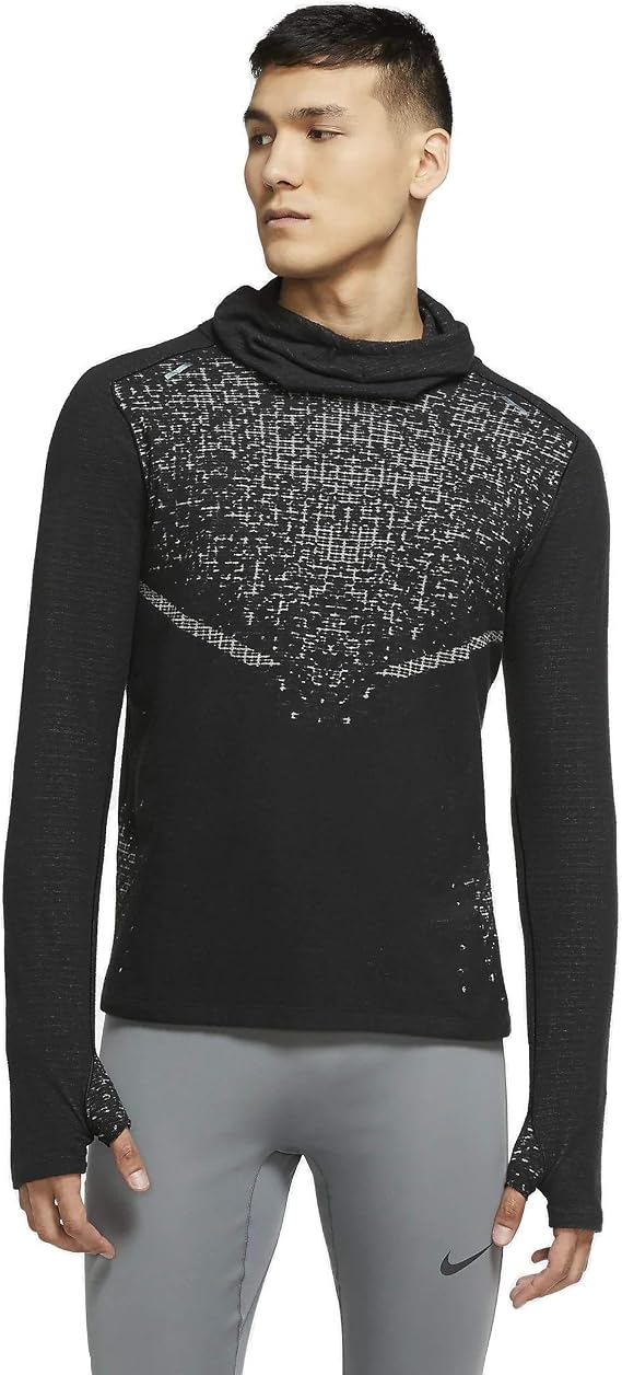 Nike Run Division Mens Wooldorado Long Sleeve Running Shirt Top Reflective Black (as1, Alpha, m, Regular, Regular)