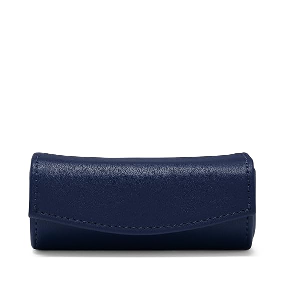 Leatherology Lipstock Case with Mirror & Snap Closure - Navy Blue