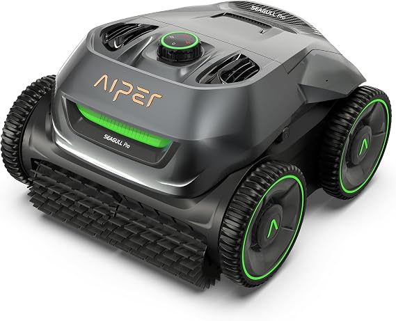 AIPER Cordless Robotic Pool Cleaner, WavePath Navigation, Wall-Climbing, Quad-Motor, 150 mins Runtime for Inground Pools up to 1,600 sq.ft, Seagull Pro ZT6002