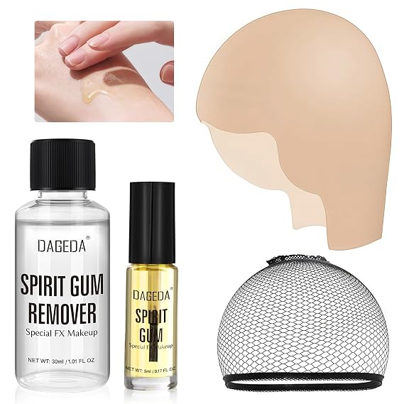 DAGEDA Bald Cap Kit,Realistic Latex Bald Wig Cap with Spirit Gum & Remover