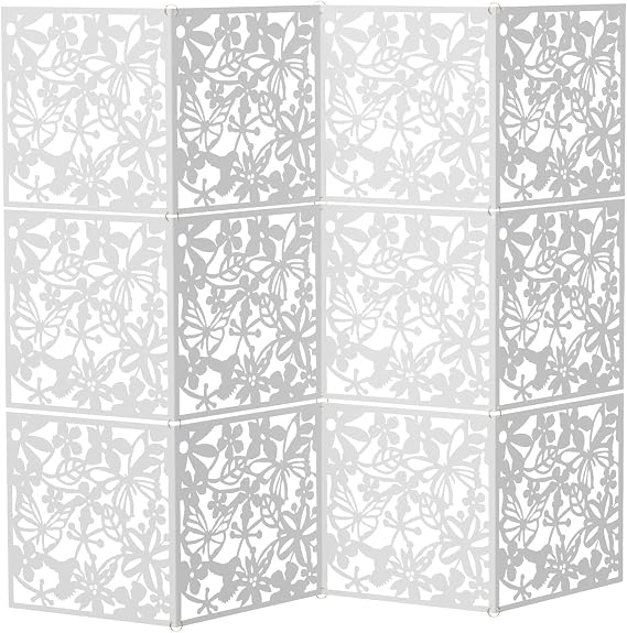 12Pcs DIY Partition Screen & Wall Decor, Wall-mounted Folding Square Room Dividers Hanging Room Divider with Installation Holes, for Bedroom, Living Room & Modern Home, Size 40 * 40 cm, White