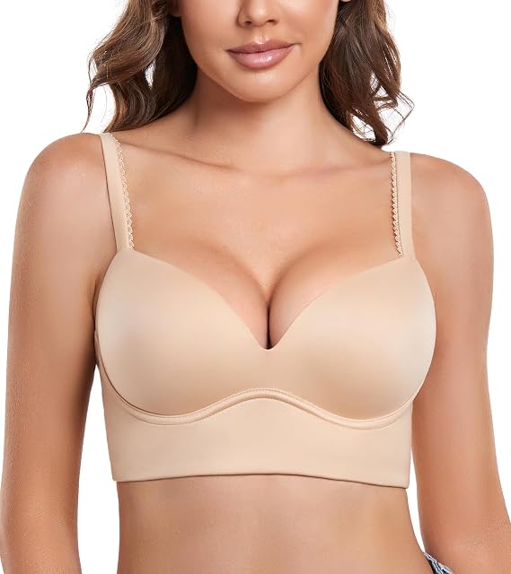 DotVol Women's Plunge Wirefree Pullover Bras Plus Size Comfortable Padded Everyday Bra
