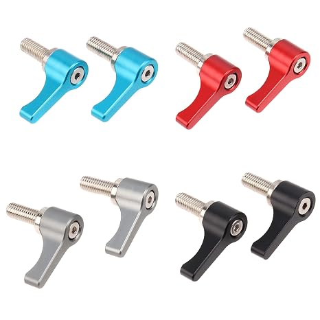 2pcs M5 Threading Rotating Knob Adjustable Thumb Lever Screw for 15mm Rod Clamp,12.8mm Length (Blue)