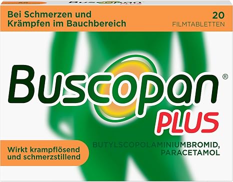 Buscopan Plus Film-Coated Tablets Original Sanofi-Aventis Pack of 20 Tablets