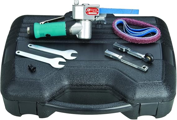 Dynabrade (15006) Mini-Dynafile II Abrasive Belt Tool Versatility Kit | 0.4 hp 25,000 RPM Pneumatic Motor, 7 Degree Offset | For 1/8"-1/2" (3-13 mm) Wide x 12" (305 mm) Long Belts
