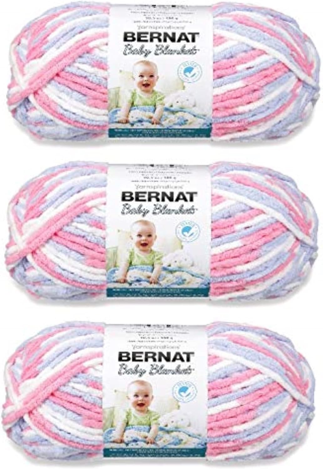 Bulk Buy: Bernat Baby Blanket Yarn 3-Pack Pink Blue 161103-3305