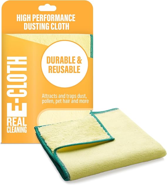 E-Cloth High Performance Dusting Cloth - Reusable Microfiber Cleaning Cloths, Dual-Sided, Washable, For Home, Kitchen, Glass, Wood & Granite, Streak Free Cleaning Supplies - 1 Pack