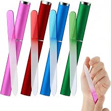 4Pcs Glass Nail File Set with Protective Case, Double-Sided Etched Crystal Nail File, Home Manicure Tools for Natural & Fake Nails, Durable & Gentle Care for Women