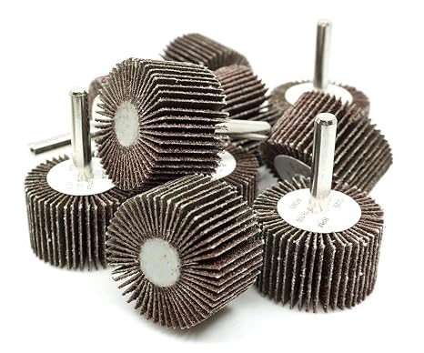 Benchmark Abrasives Aluminum Oxide 1-1/2 Inch Flap Wheel - 1 Length 1/4" Shank Mounted Sander for Deburring, Sanding, Grinding, Paint Removal - Polishing Wheel for Drill & Grinder (10 Pack) - 40 Grit