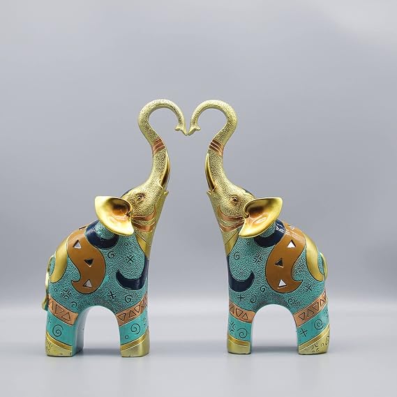 Good Luck Elephant Decor for Home, Small Elephant Figurines and Statues (2 Pcs Medium)