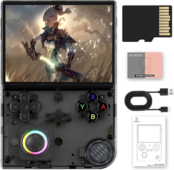 Anbernic RG40XX V Retro Handheld Game Console , RG40XXV 4.0 Inch IPS Screen Linux System Built-in 64G TF Card 5528 Games Support TV Output 5G WiFi Bluetooth 4.2 (Black)