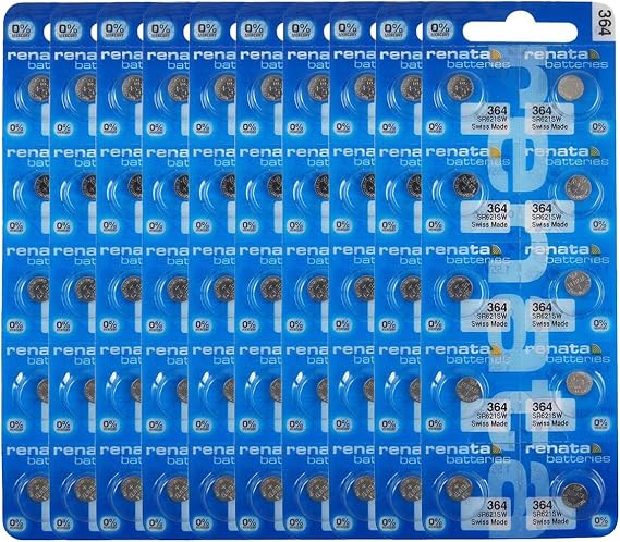 Renata 364 SR621SW Batteries - 1.55V Silver Oxide 364 Watch Battery (100 Count)