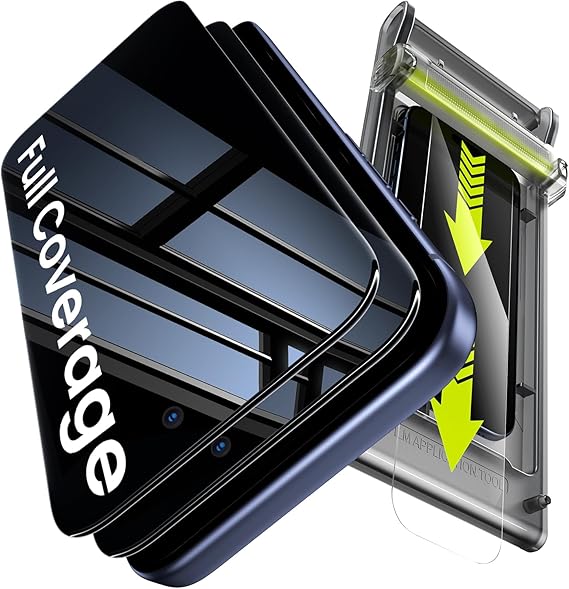 WSKEN Privacy Screen Protector for iPhone 17 Pro - Full Coverage Tempered Glass, 24 Anti Spy Private Screen, Auto Alignment Installation Tool, Full Edge Case Friendly Protector