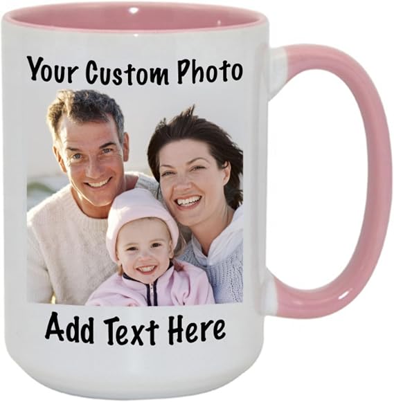 Large Coffee Mug 15 oz Custom Photo Text Personalized Ceramic Tea Cup Big