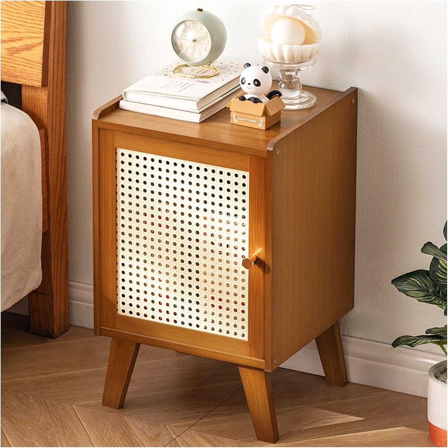 Bamboo Bedside Table, Side Table Cabinet,Storage Cabinet, Suitable for Living Room, Bedroom, Office, Easy to Assemble