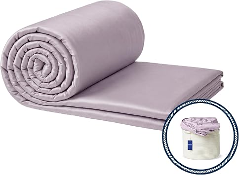 Vesta Washable Silk Lightweight Comforter, Cooling Blanket for Hot Sleepers, 100% Long Staple Mulberry Silk, Moisture & Thermal Control for Summer Use Misty Lilac, Full/Queen 90 X 90