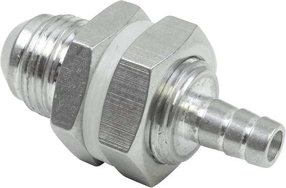 ICT Billet -8AN Straight to 5/16" Hose Barb Double Fuel Pump Tank Fitting Bulkhead Adapter Fitting Hose Thread Fuel Oil Gas Coolant Connector Pipe End Plumbing Port Fluid Aluminum AN861-08-31A