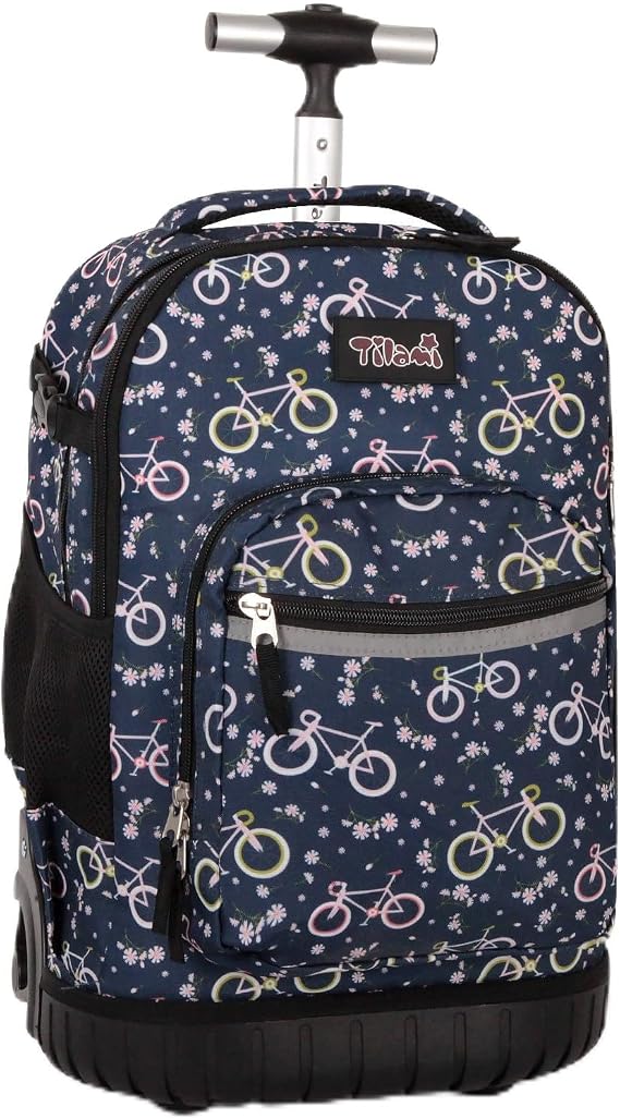 Tilami Rolling Backpack for Kids 18 inch Boys and Girls Laptop Backpack,Bicycle