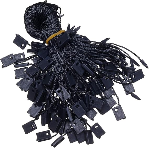 7 Inch 1000Pcs Black Hang Tag String Snap Lock Pin Loop Fastener Hook Ties, Easy and Fast to Attach