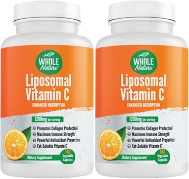 Liposomal Vitamin C Supplement Pills 1200 mg - High Absorption 180 Vegan Capsules Fat Soluble Vit C, Maximum Strength Immunity Support & Collagen Booster, Sunflower Lecithin , lypo spheric (2)