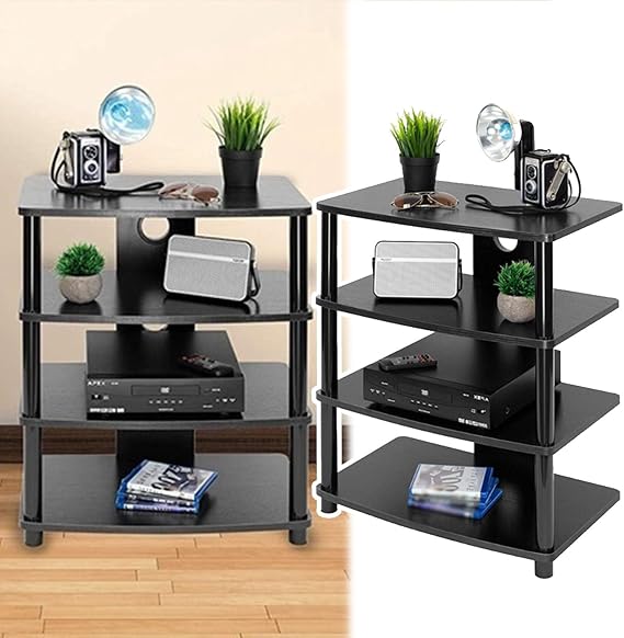 Racks Home Audio Racks and Stands, 4-Tier Stereo Components Cabinet, Av Media Stand Corner for Theater Room Gaming Living Room, Electronics Equipment Shelf, Large Capacity Amp