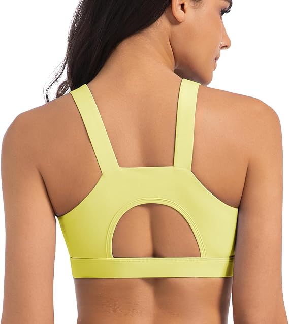 Sports Bras for Women with Sewn-in Molded Cups, Medium High Support Racerback Workout Tops, Athletic Running Crop Tank Top