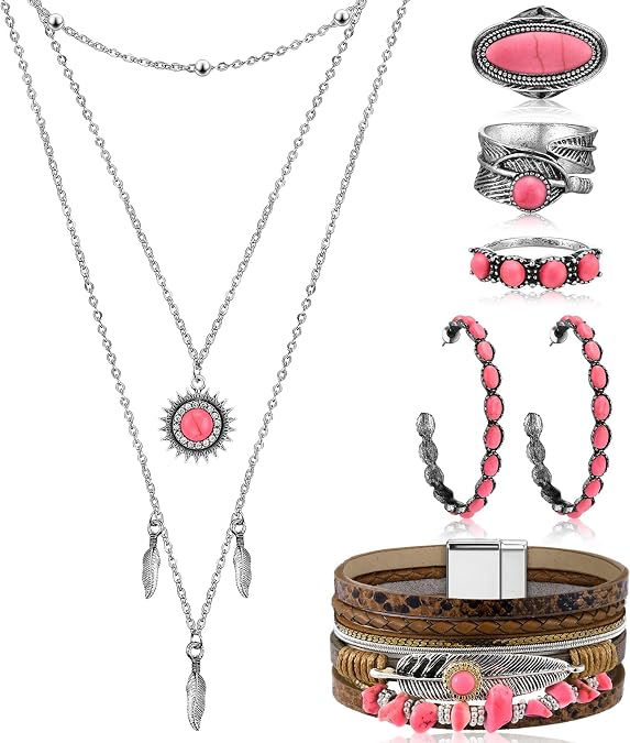 Ecally Western Turquoise Jewelry Set for Women