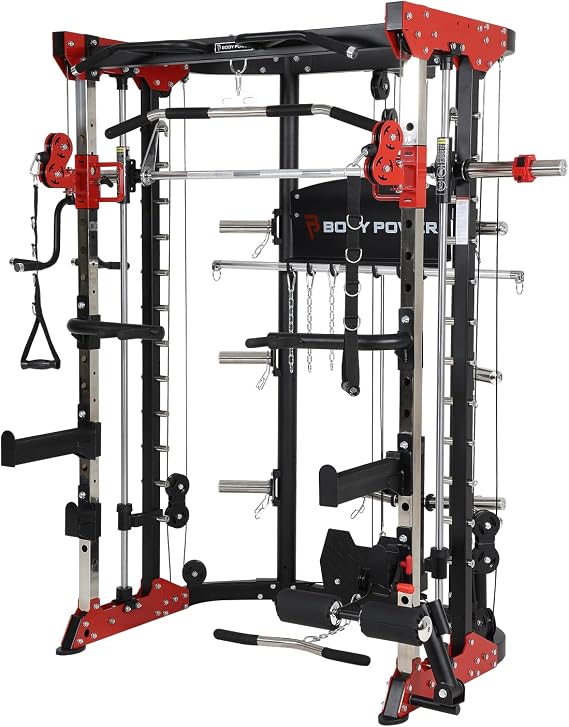 Bodypower Multi-Function Smith Machine with Half Rack & Dual Adjustable Pulley