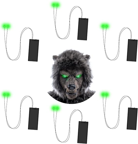6 Pack Halloween Glowing LED Eyes, Halloween Eyes Lights for Skulls, Costumes & Props (Green)