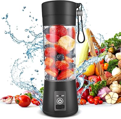 Portable Blender, Personal Size for Shakes and Smoothies with 6 Ultra Sharp Blades, Mini Blender USB Rechargeable Magnetic for TravelPicnicOfficeGymBlack