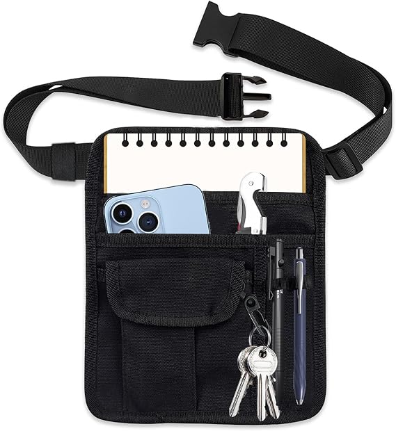 ZMD Server Apron Waist Pouch, Restaurant Waitress Apron with Pockets Utility Belt Women Work Apron Waist Pouch with Adjustable Belt Money Bag Tool Pouch for Hotel, Bar, Gardening, Nursing