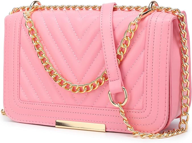 lola mae Crossbody Bags for Women Fashion Quilted Shoulder purse with Convertible Chain Strap Classic Satchel Handbag | Fashion
