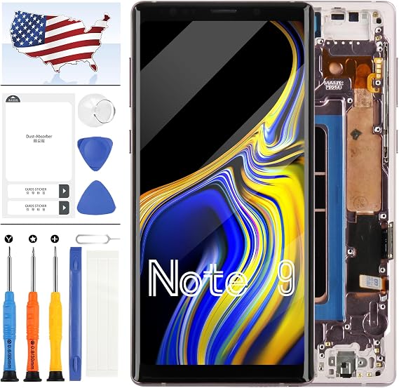 OLED for Samsung Galaxy Note 9 Screen Replacement with Frame,for Samsung Note 9 LCD Touch Display Digitizer Assembly SM-N9600 SM-N960F SM-N960U Repair Kit (Not Fingerprint) (Purple)