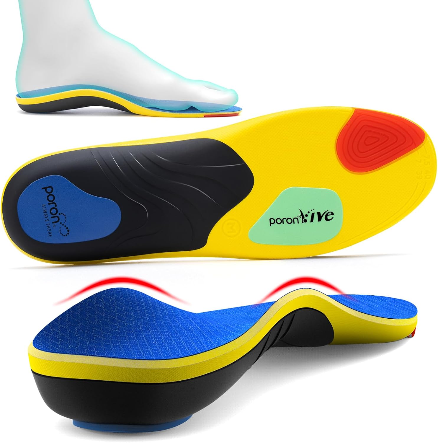 TANSTC Professional Sport Insoles with Medium Arch Support and Shock Absorption for Plantar Fasciitis and Flat Feet Pain Relief in Men and Women, Orthotics Shoe Insert, Breathable & Anti-Slip, L Blue