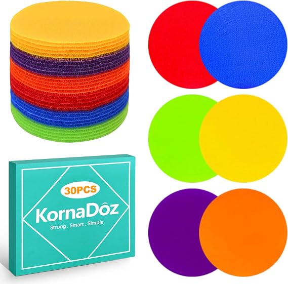 30 Pcs 4 Inch Poly Spots, Non-Slip Floor Dots & Carpet Markers for Classroom, Gym Agility Training, Sit Spots for Kids & Teachers, 6 Vibrant Colors