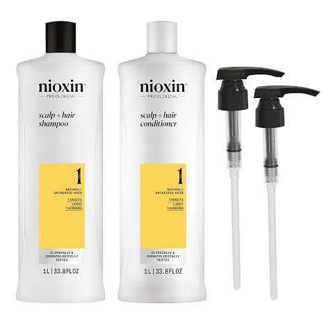 Nioxin Shampoo & Conditioner Liter Duo Sets | Prepacks with Pumps Included | Systems 1-4 | For Natural, Colored, Damaged Hair with Light to Progressed Thinning | Strengthen & Boost Hair Density