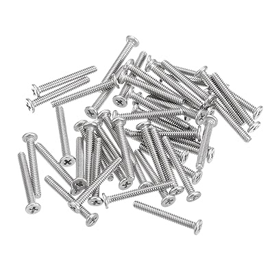 uxcell M1.6-0.35 x 12mm 50Pcs Flat Round Head Screws 304 Stainless Steel Phillips Drive Machine Screws Hardware Fastener for Furniture Connection