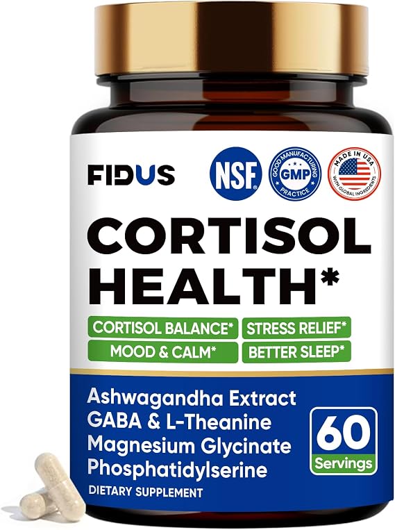 Cortisol Supplement for Women & Men with Ashwagandha, GABA - 60 Day Supply | Magnesium, L-Theanine & Rhodiola, Cortisol Reducer & Manager for Detox and Stress Support, Sleep, Mood & Focus, USA Made